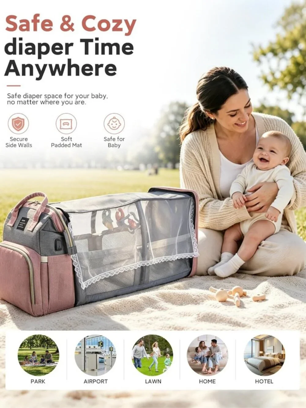 Stylish Diaper Backpack for Boys & Girls | Large Travel Baby Bag | Essential